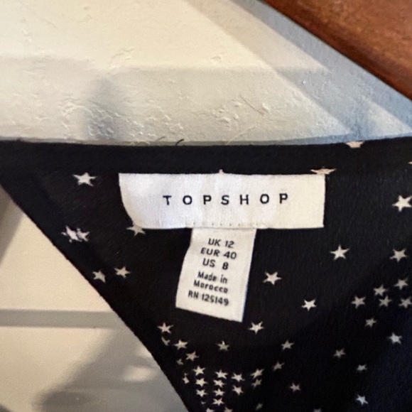 5/$40 Topshop Star Print Black Maxi Dress Size 8 - Picture 4 of 8